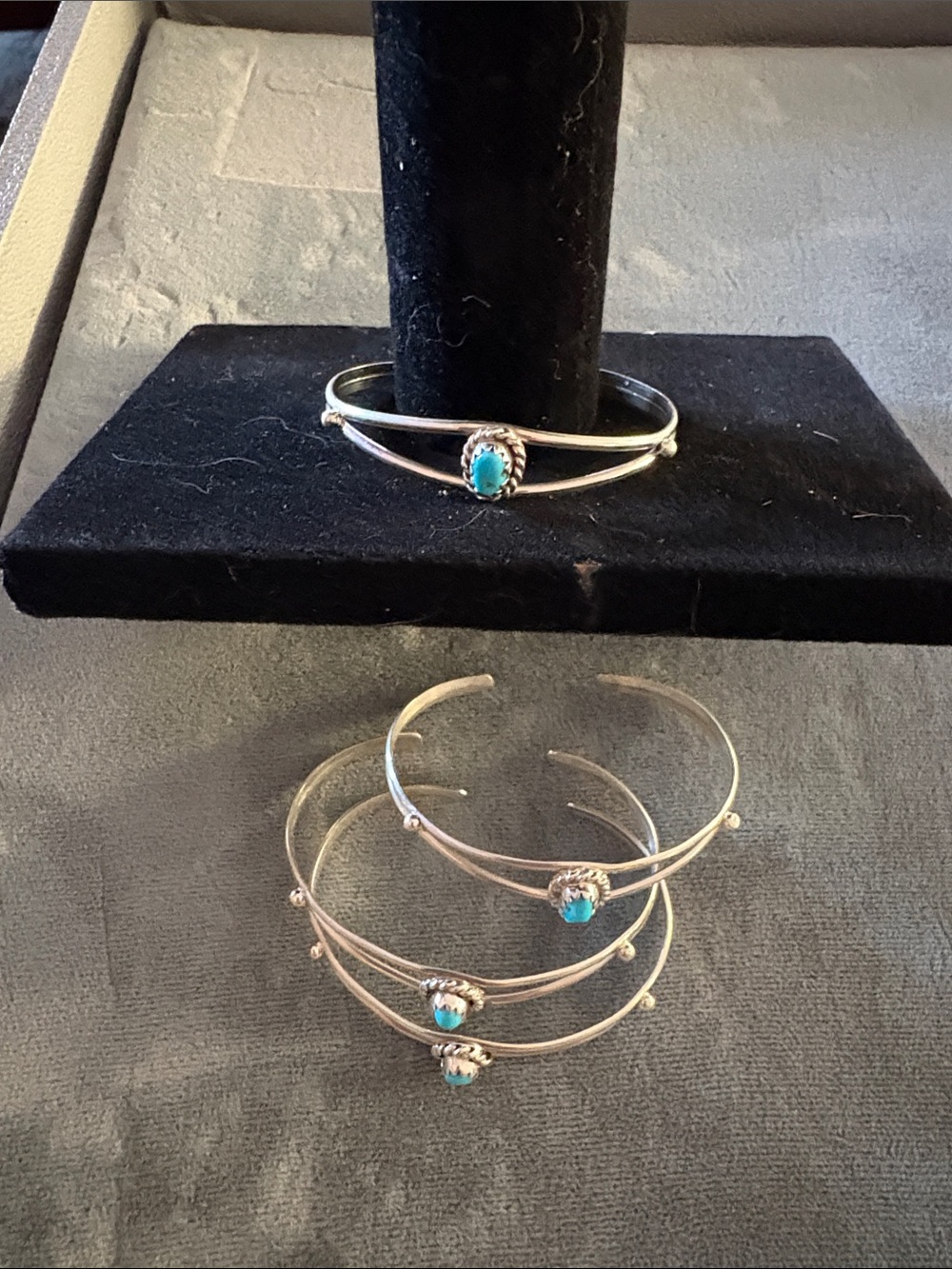 Silver Turquoise Cuff baby Bracelet -